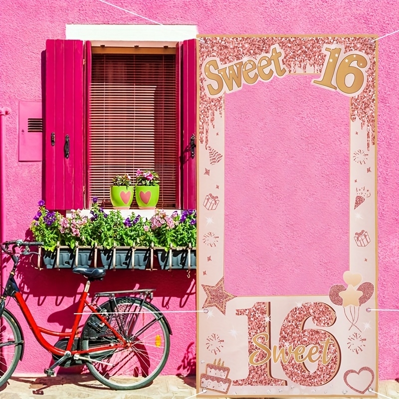 Folienbanner Zum 16. Geburtstag – Pink, Holografisch, 3,9 M Lang, Für Indoor/Outdoor
