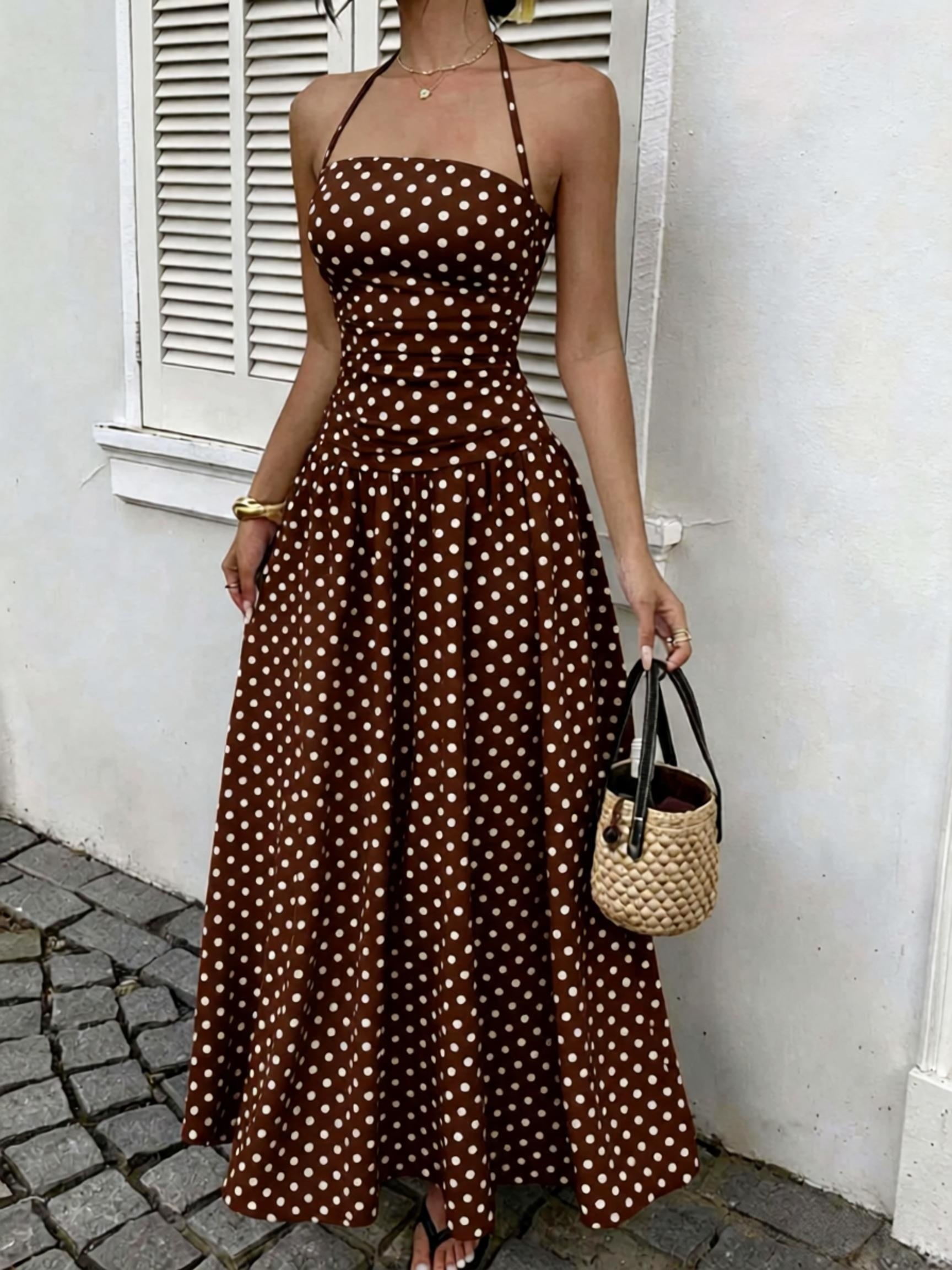 the holiday polka dot dress halter neck casual holidays womens polka dot Rithum_Synced