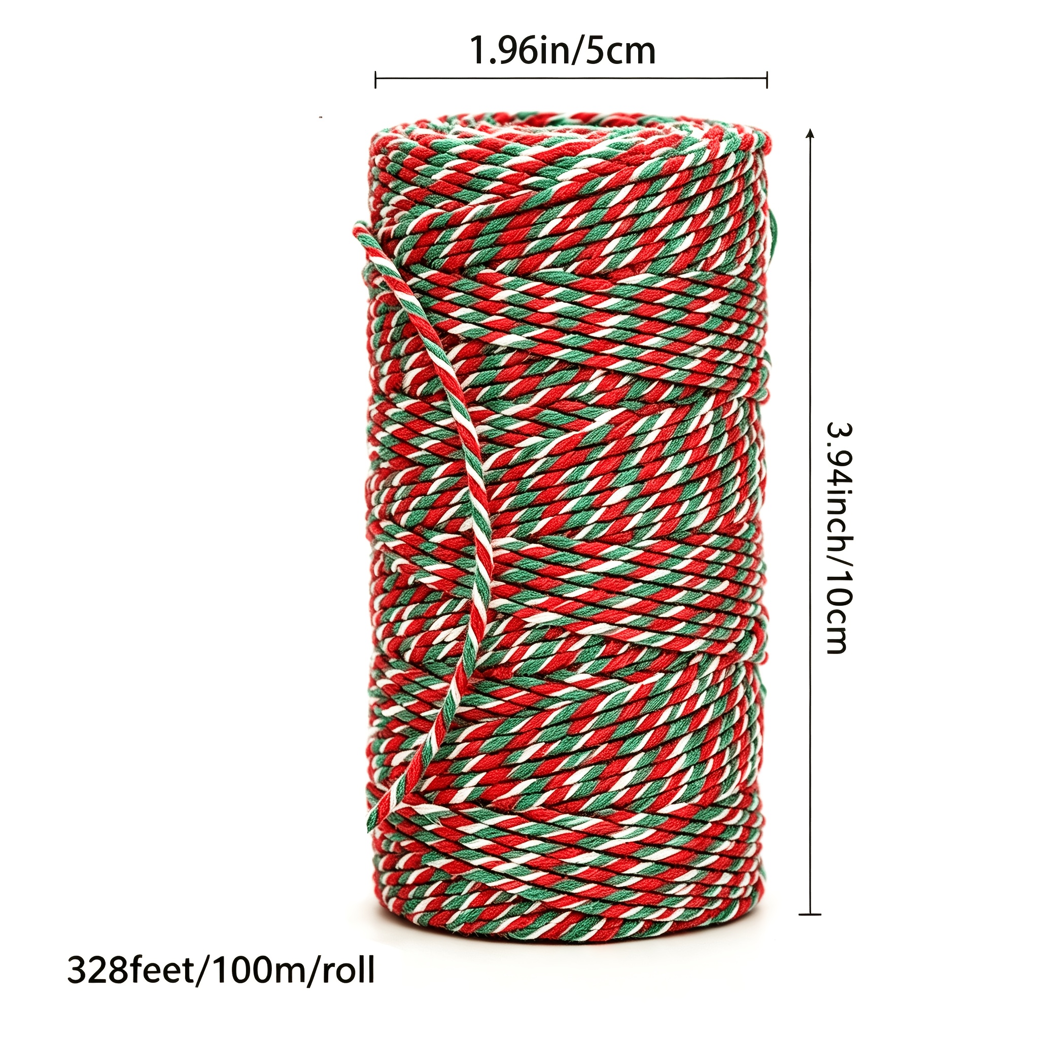 Image of 1pc Christmas Gift Wrapping Ribbon | Christmas Jute Ribbon | 2mm Thick 70 Yards Of Red, Green, | Suitable For Gift Wrapping, , Decoration, Crafts, Art Supplies, And Sewing Additions