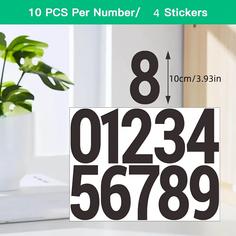 4pcs 4 Inch Stickers - Extra-large Numbers Stickers 0-9 For Prominent Mailbox And House Labeling