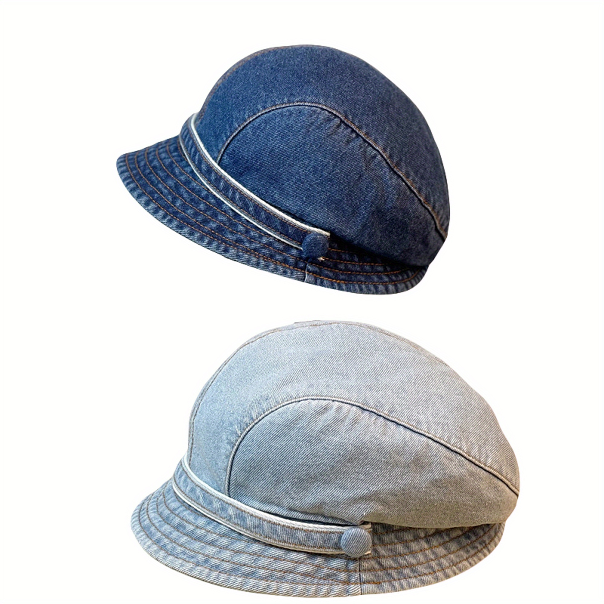 womens light blue denim bucket hat stylish lightweight - Temu display picture 1