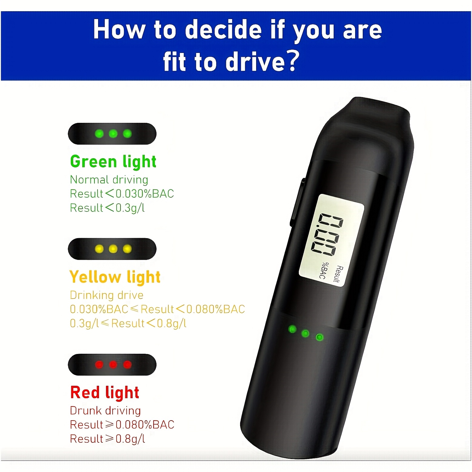 Pocket-Sized Digital Breathalyzer, breathalyzer alcohol tester, alcohol breath tester, Accurate and Sensitive Portable Alcohol Tester with LCD Display, Continuous Detection, Type-C Rechargeable, Suitable for Personal Individual, Queue, Roostertail Party, Etc