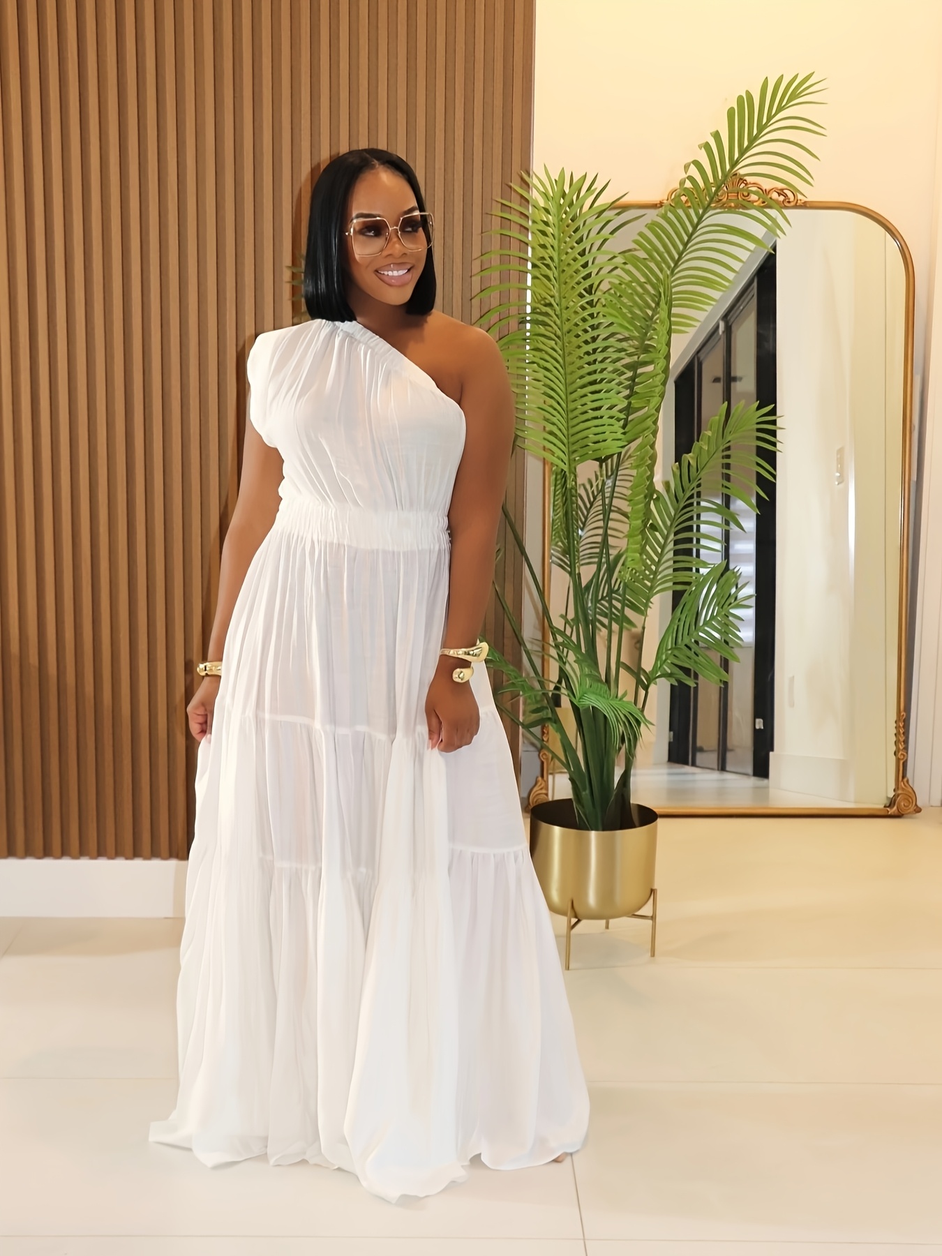 strapless open back dress Scala 60366 - Wire Thin Strapped Flowy Dress 16 / Champagne main image 1
