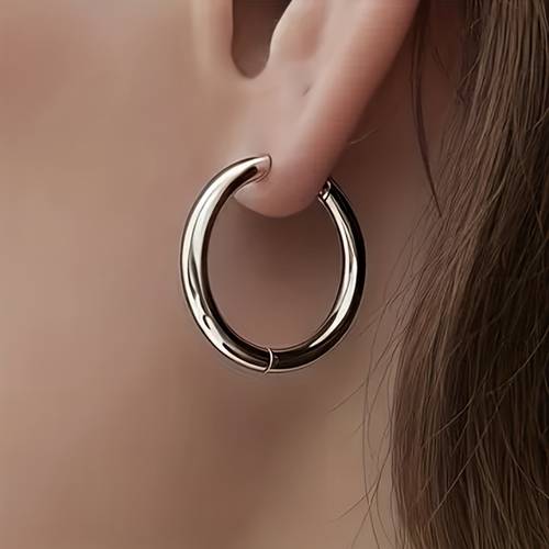 1 paire de boucles doreilles cerclées en acier inoxydable haut de gamme, confortables, polyvalentes, faciles et élégantes, parfaites à de banquets de haute qualité ou cadeaux