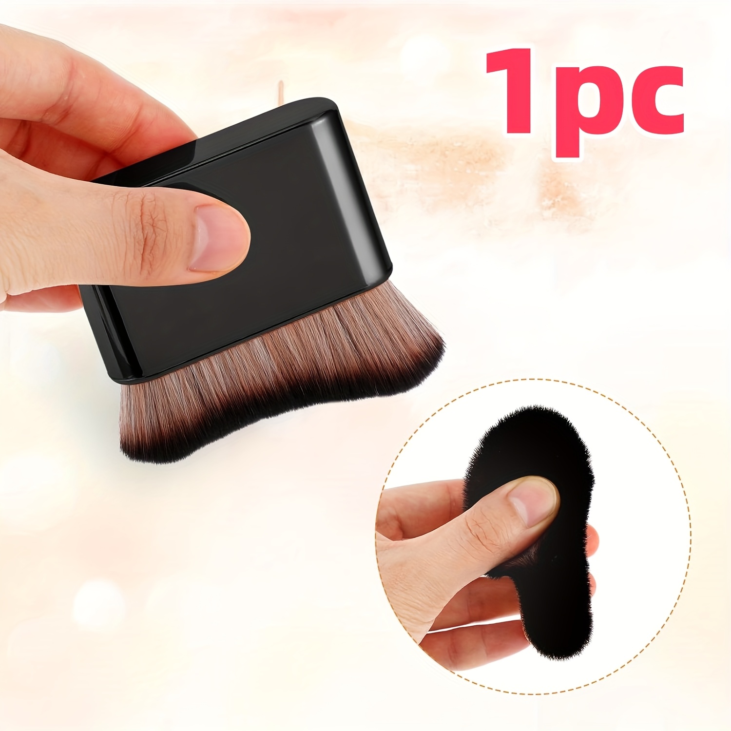 TEMU 1pc Large Body Makeup Brush - Self-tanning Applicator With Soft Nylon Bristles, For Face, Body, Tanning, Moisturizers, Sunscreen - Professional