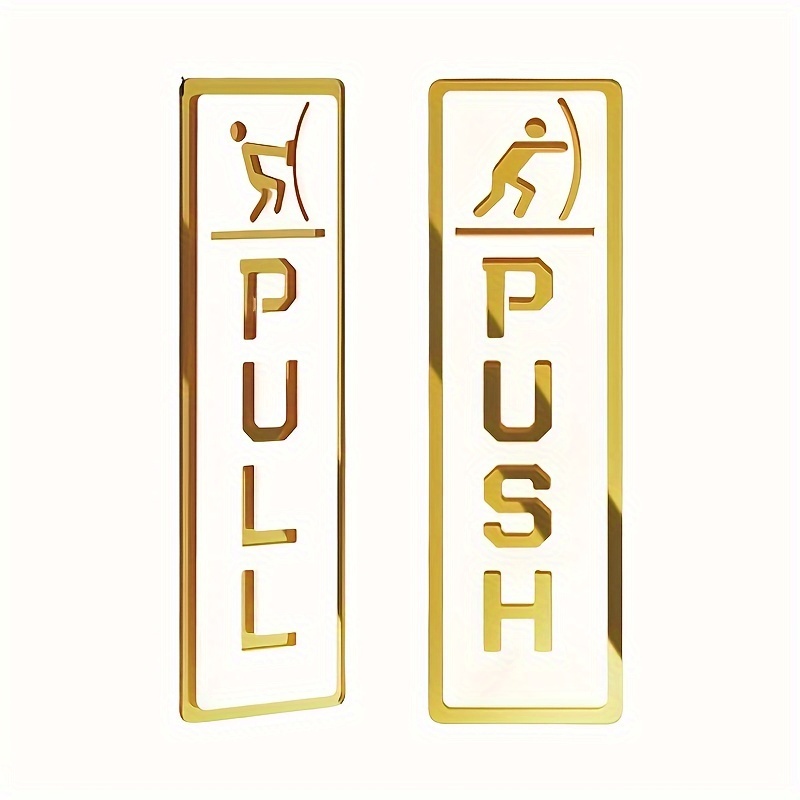 2pcs 2d Combination Acrylic Sliding Signs, Thickened Waterproof, Beautiful And Dirt Resistant, With Adhesive Installation On The Back, Suitable For Sliding Signs On Glass Doors And Doors
