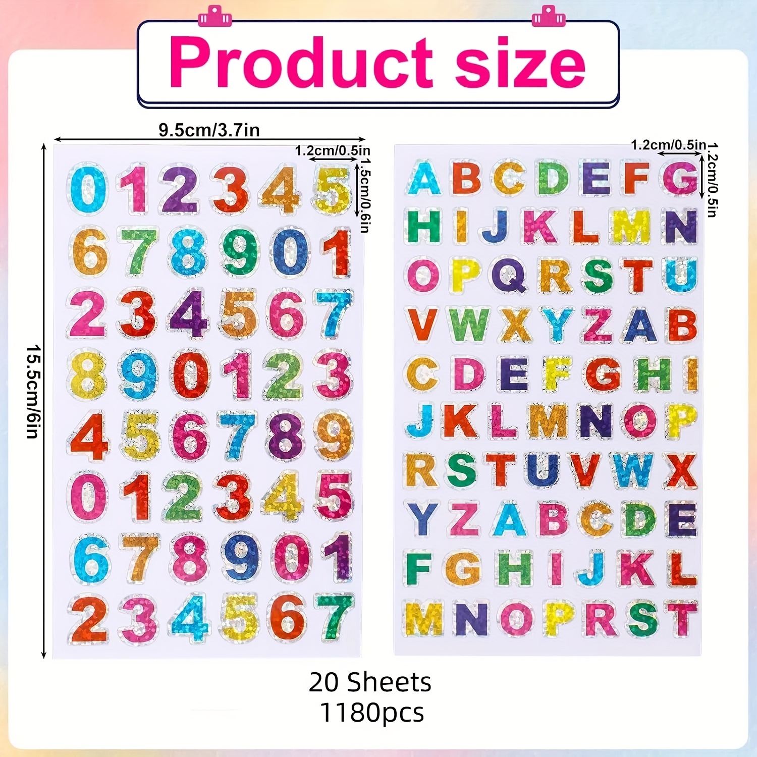 Image of 20 Sheets 1180pcs Colorful Glitter Letter Stickers, 10 Sheets Letter 10 Sheets Number Stickers Self-adhesive Shiny Stickers For Greeting Cards, Home Decoration, Art Making Decals And Craft Supplies