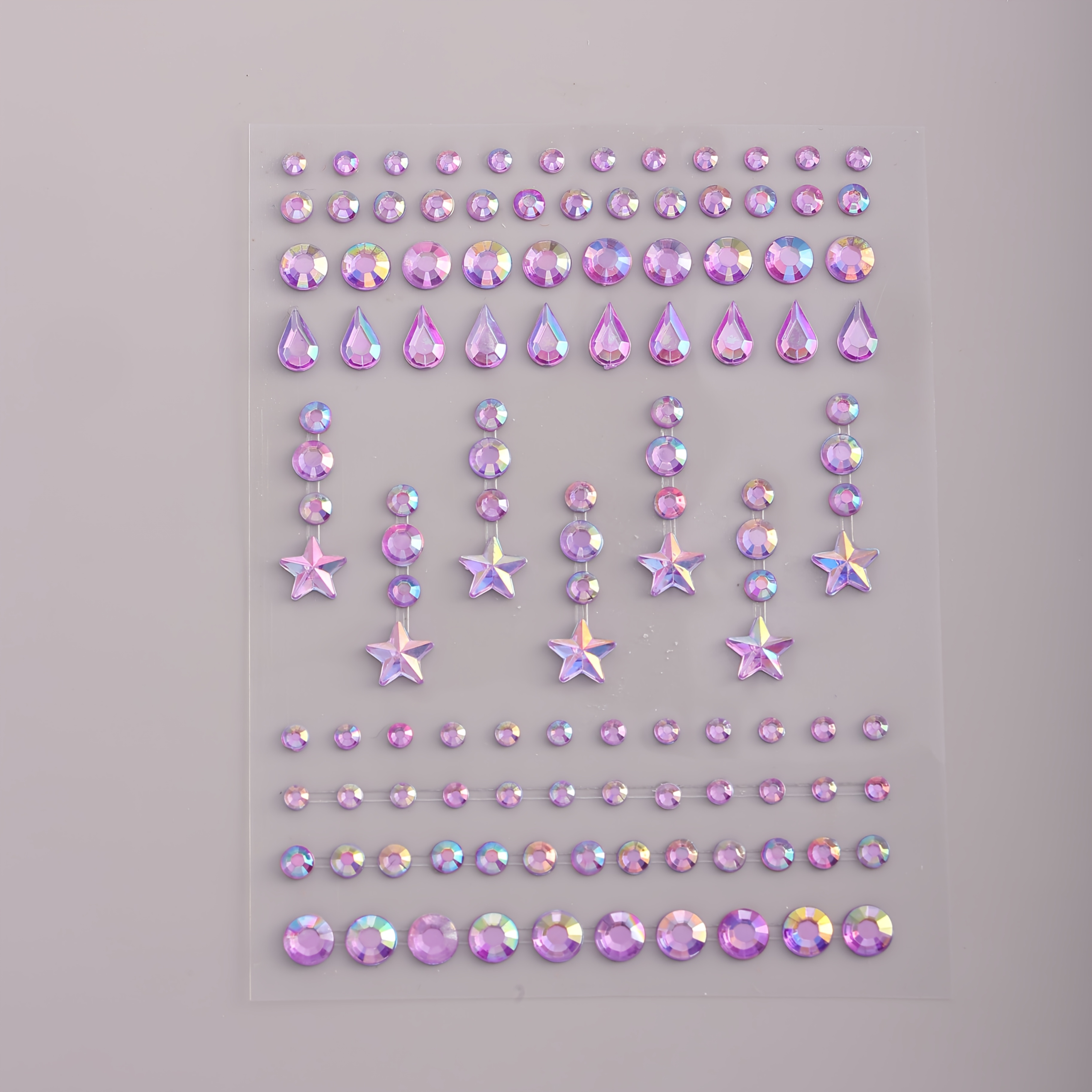 TEMU 1 Sheets Star Teardrop Face Jewels Stickers, Long-lasting Easy To Apply Remove, Self-adhesive Ab Rhinestone Decals For Eye Makeup Art, Perfect