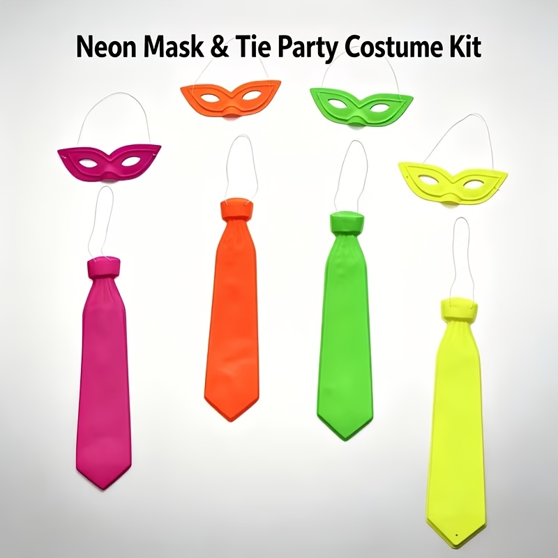 TEMU Set da 8 pezzi (4 maschere per decorative e 4 papillon decorativi) - Occhiali e papillon, costumi per feste di Halloween e Capodanno, oggetti di