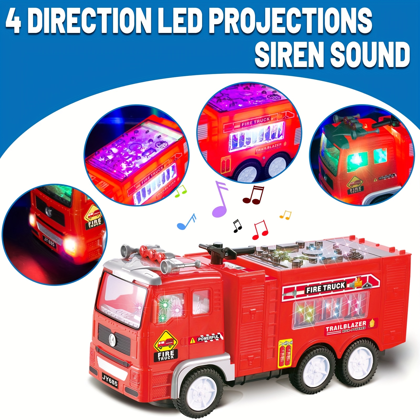 Children's Outdoor Furniture Fire Engine Model Toys With Sound 4D Light Show Universal Wheels Sliding Indoor Outdoor Toys Suitable For 3+4 5 6 7 8 Boys And Girls Birthday Gift Holiday Gift