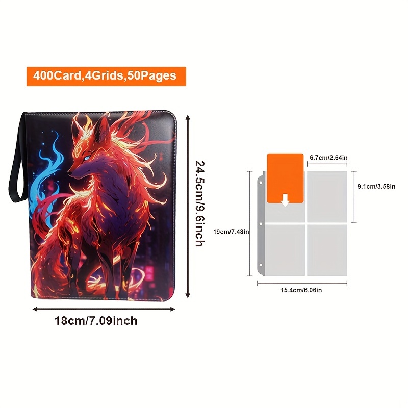 1pc of a high quality   card binder designed for 400 900 cards featuring 50 removable thick hd double sided inner pages and a zippered album ideal for collectors of   cards and game cards