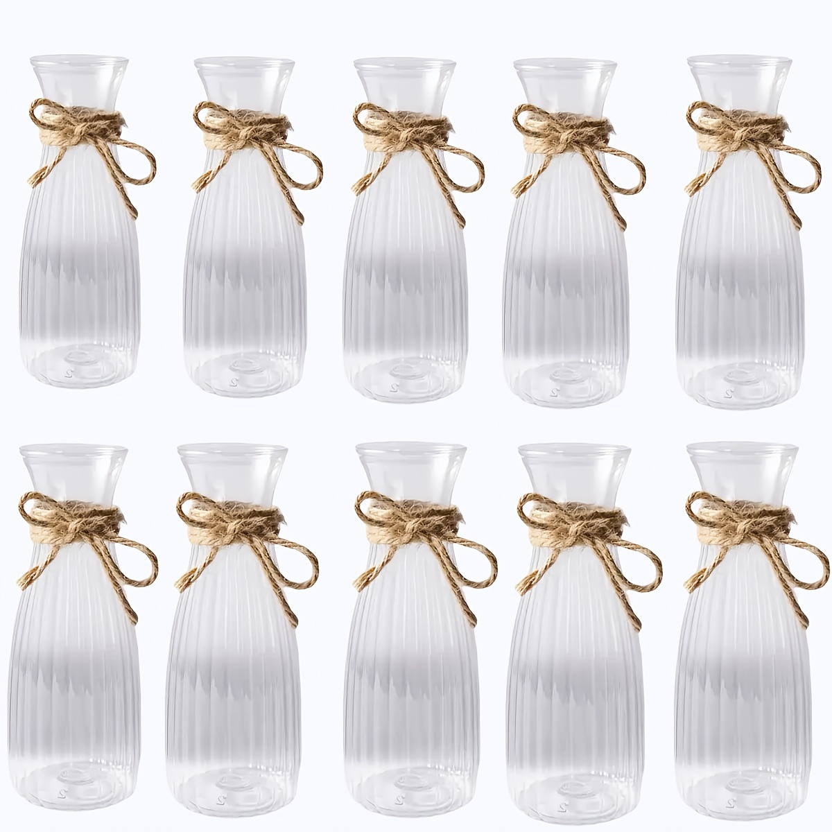 Image of 10pcs Centerpiece Small Vases, Transparent Plastic Vases With , For Flowers, Style Mini Bud Vases Bulk For Home Table Decor Wedding Decoration