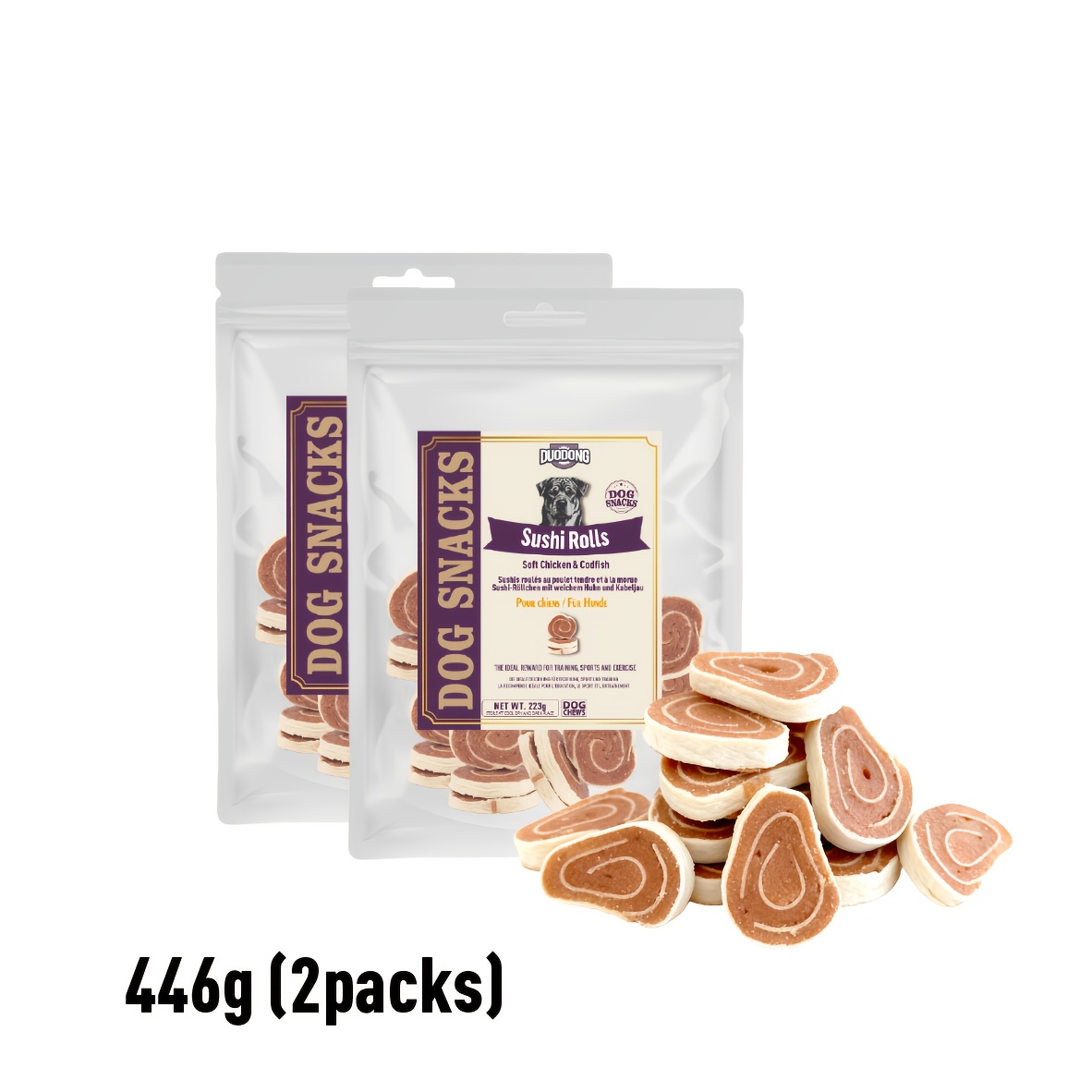 Sushi & Treats - Soft Chicken & Codfish High Protein Snacks, Shaped Training Rewards Suitable For Small & Medium Pets, Protein- & Treats