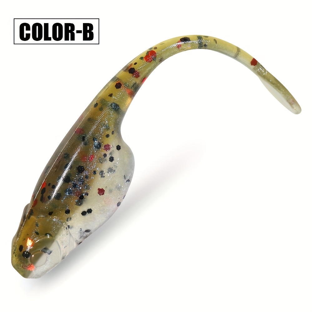 TEMU Leurre de pêche souple Spinpoler 5Cm TPR Micro Ver Tête de Shad Appât Baby Shad Flottant Poisson Double Couleur Plastiques Artificiels Jeu Léger