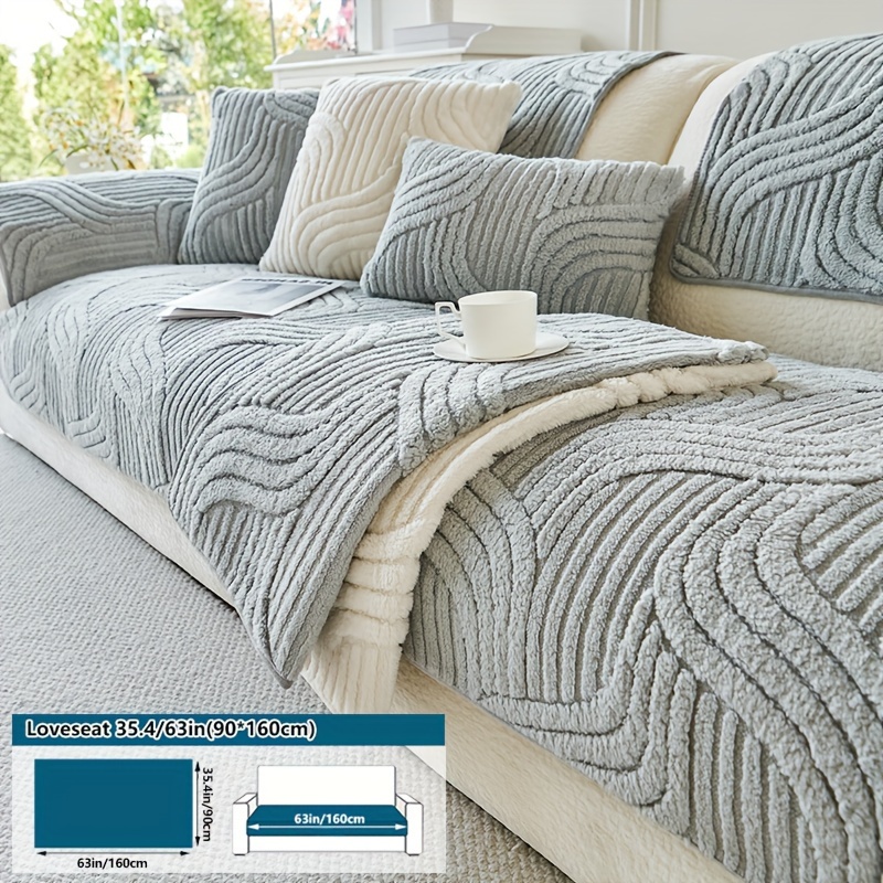 TEMU 1pc Bohemian Plush Slipcover, Quilted Craft, Non-slip, , , Machine Washable, Pet Friendly, Soft And Comfortable - Perfect For Living Rooms,