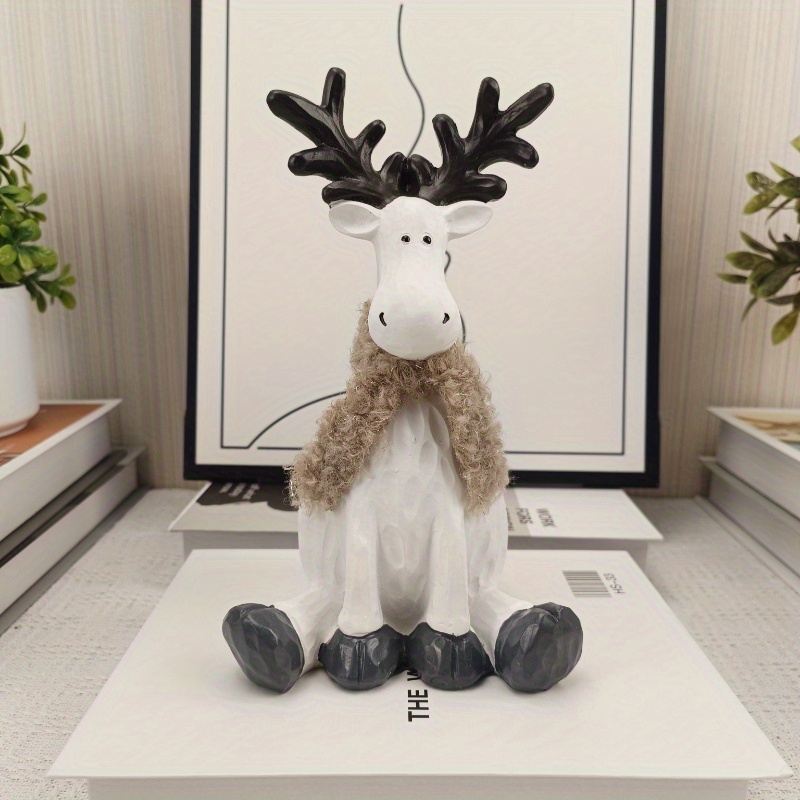 1pc Christmas Cute Reindeer Home Decoration Ornament, Christmas Living Room Desktop Creative Craft Decorative Gift