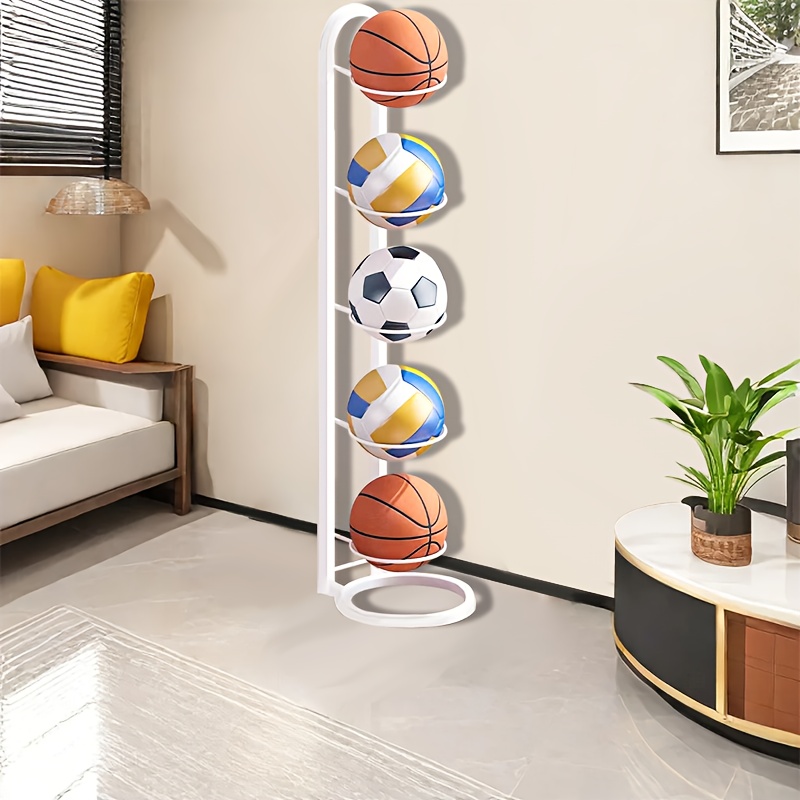 TEMU 1pc -border 5/6-tier Basketball Storage Rack, Portable Outdoor Ball Stand - Suitable For Basketballs, Footballs & Volleyballs | Metal Sports