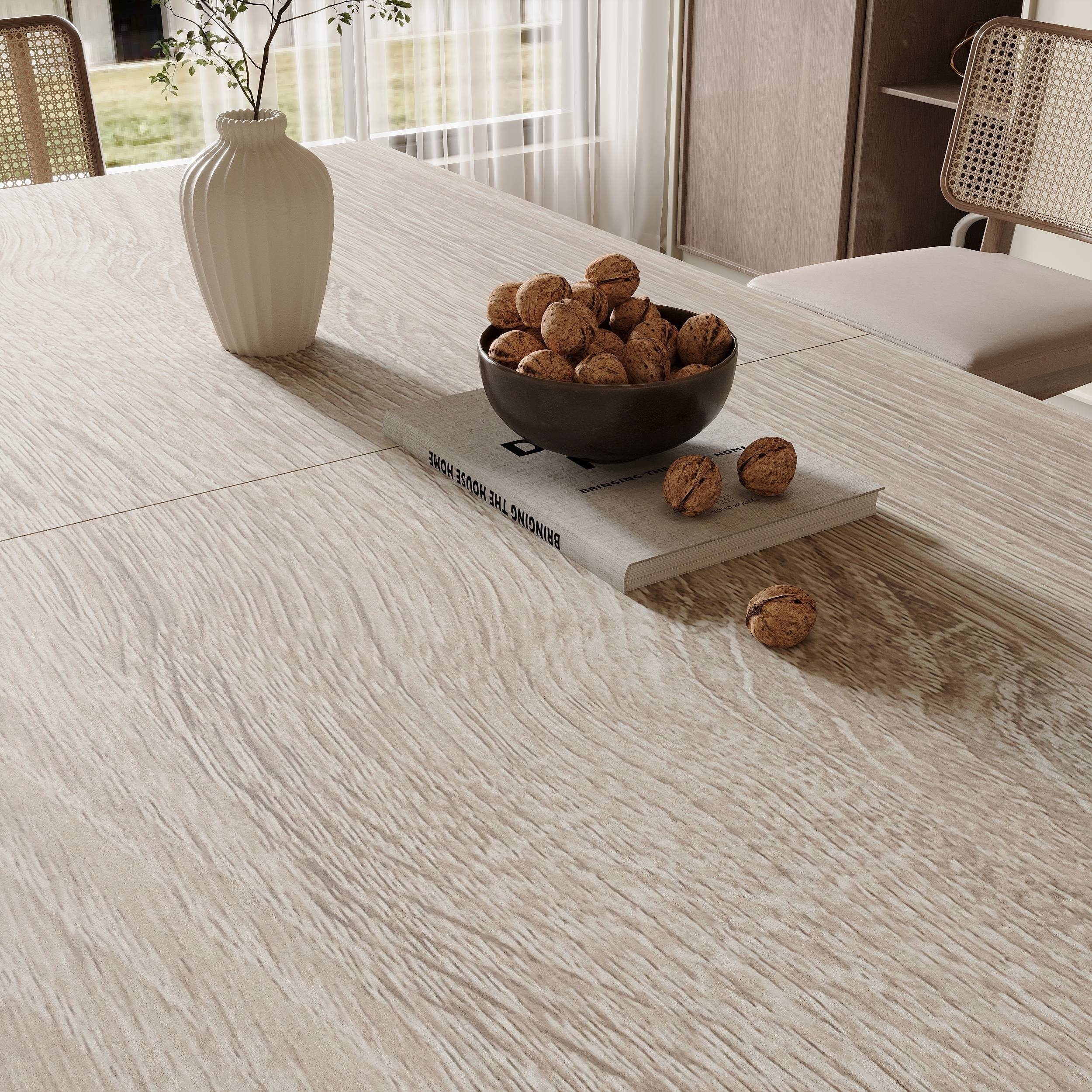 55 86 wood expandable dining table 6 8 person no seating - Temu