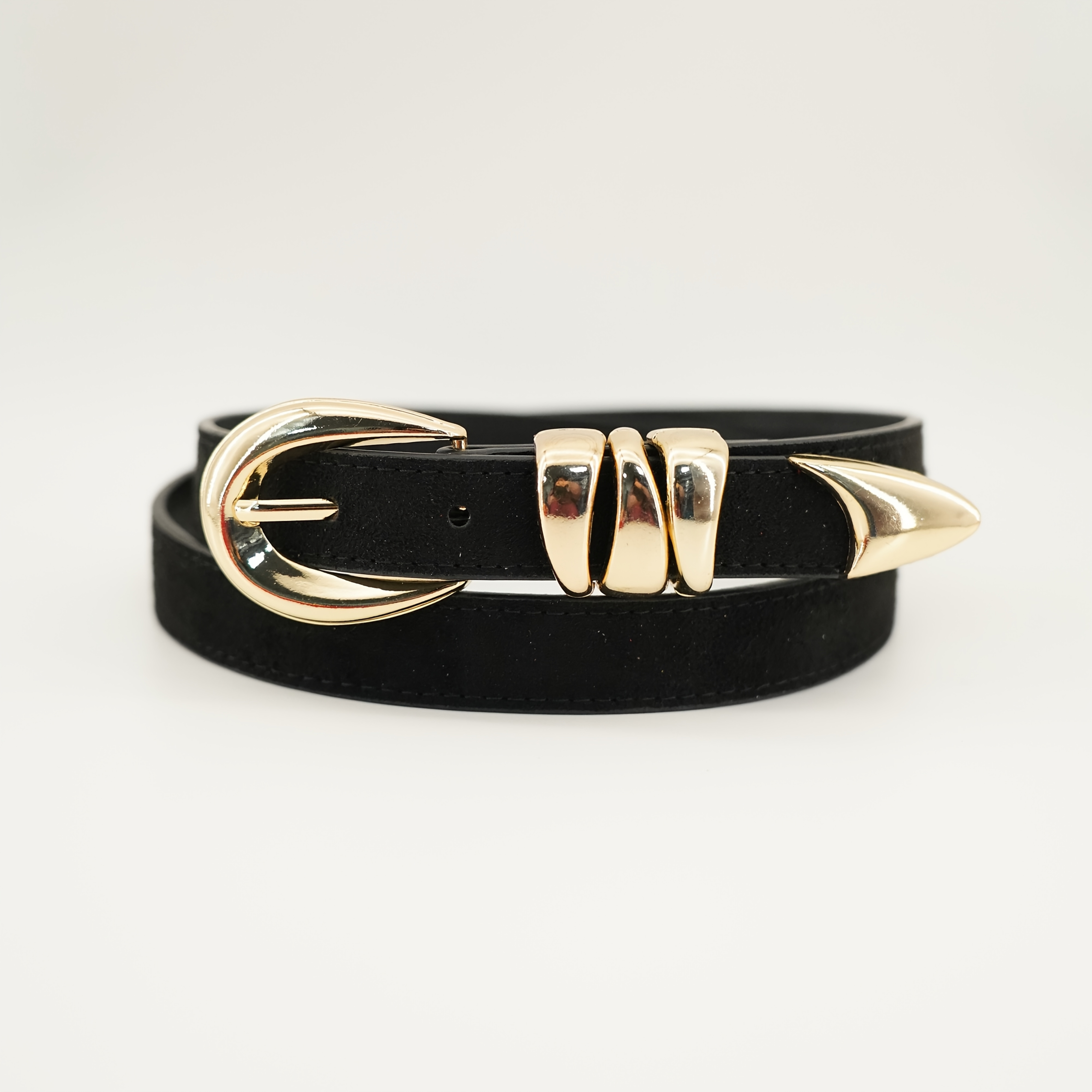 TEMU Ceinture pour femmes Texture velours Boucle dorée Décor Décontracté Tous styles Ceinture de taille Multicolore Minimaliste Design élégant avec