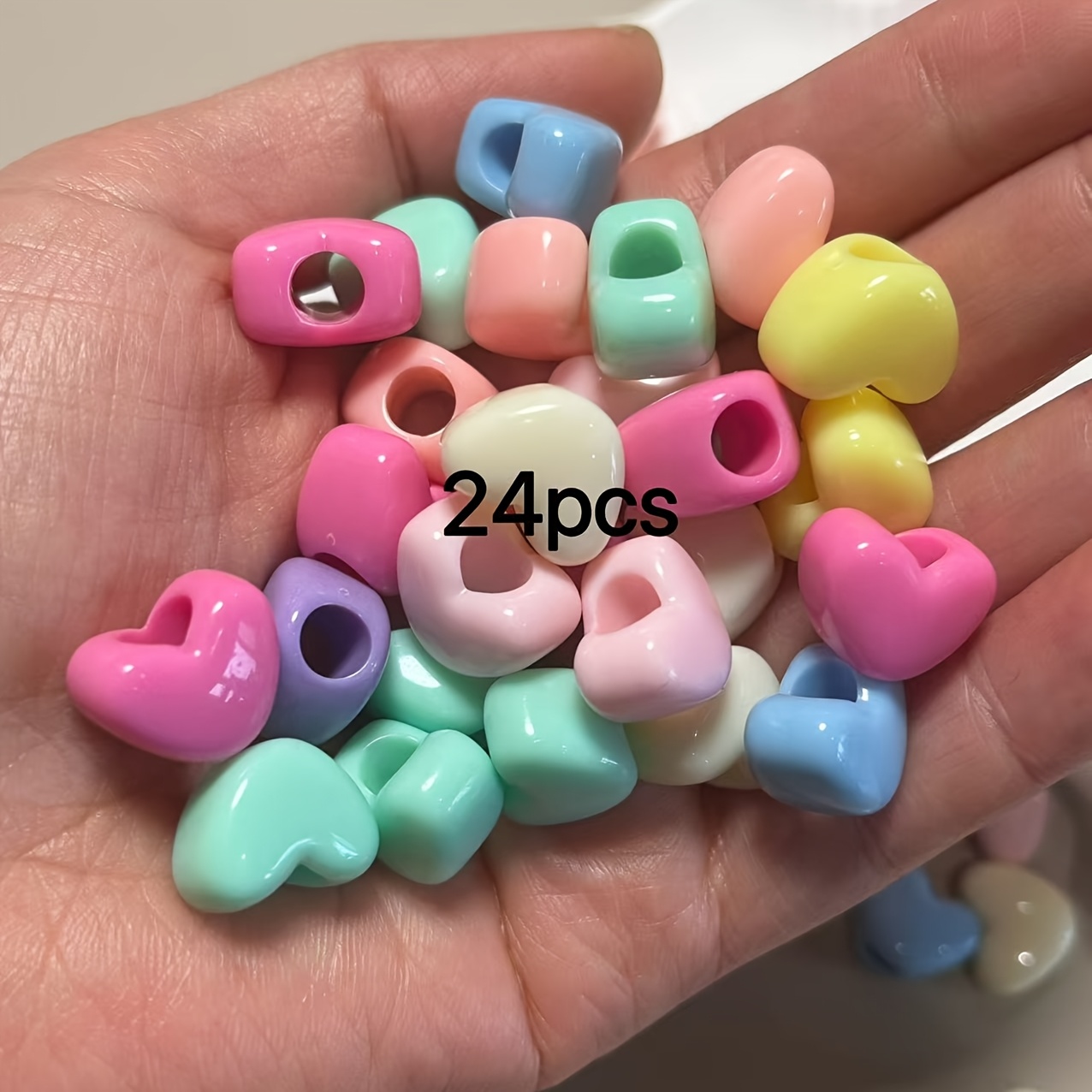 Image of 24pcs Acrylic 16mm Large , Large Hole Peach , Random Mixed Colors, Single Color, For Necklace, Bracelet, Pendant, Beading Pen And Other Additions Beads
