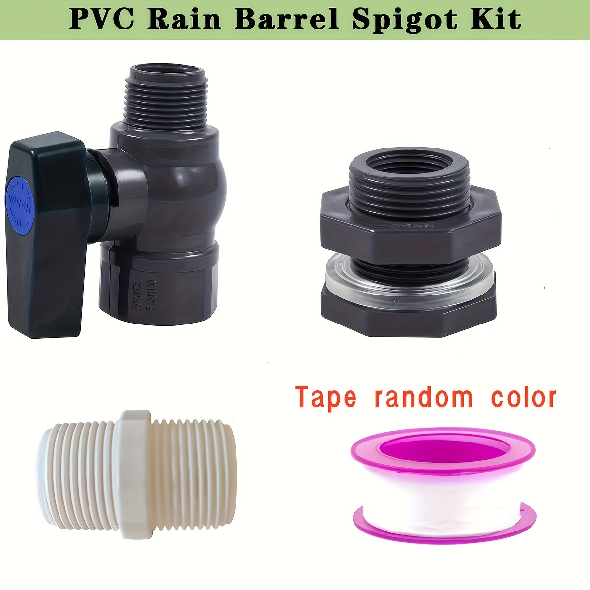 TEMU Spigot Kit: 2-piece Pvc Drain Adapter For Watering