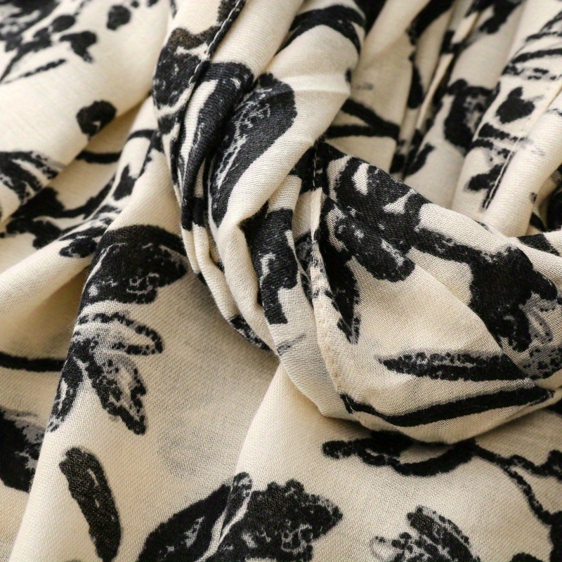 Women'S Vintage Ethnic Style Scarf Featuring Plant Floral Designs And Branches, Thick Shawl