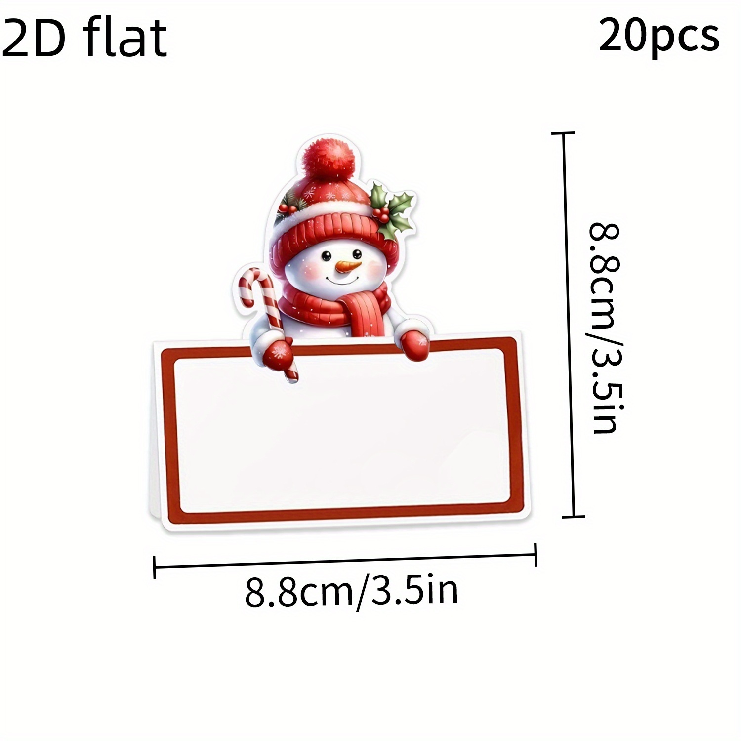 TEMU 10/20/50pcs 2d Flat Christmas Party Table Name Card, Smile Snowman Christmas Party Table Decoration Seat Card, Suitable For Christmas Party