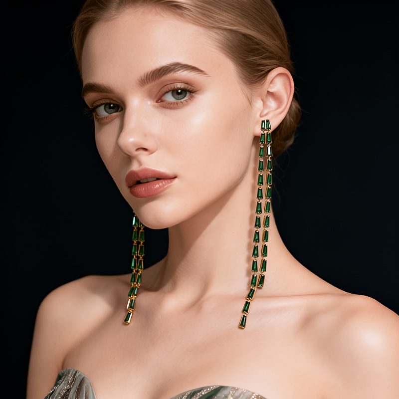 Modern Multi-Colored Synthetic Zirconia Inlay Earrings