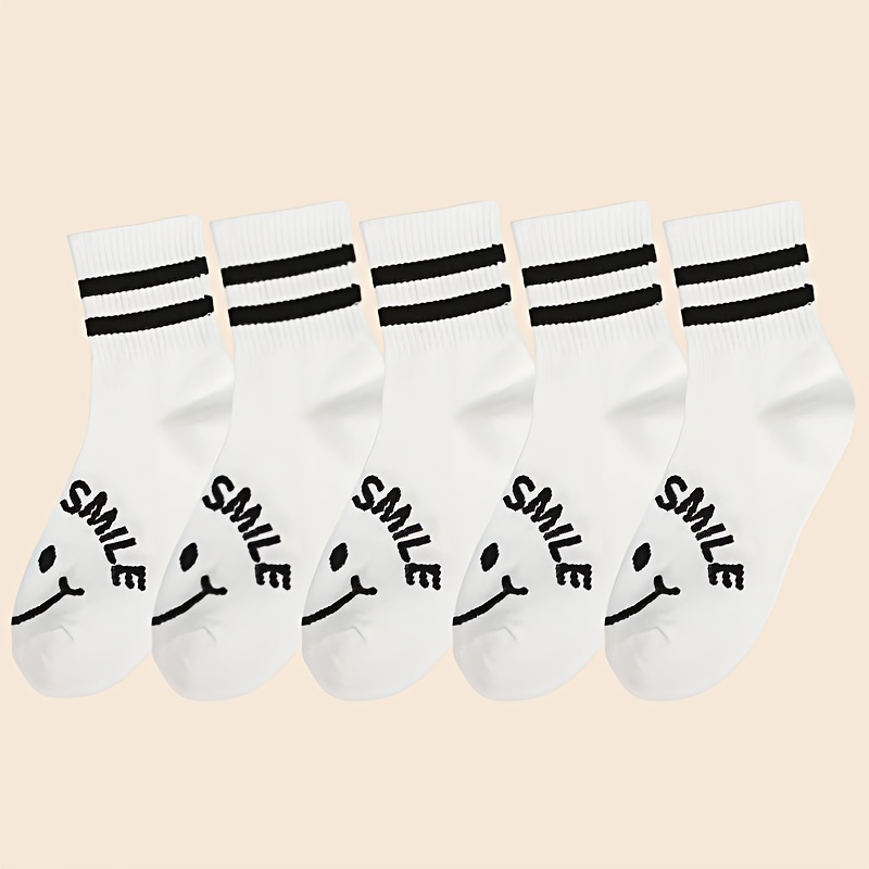 Image of 5-pair Packages Women's & Unisex Striped Parallel Bar Sports Socks - Soft Mid-calf Athletic Sock Suitable For Daily Wear, Gym,, - Machine Washable Striped Socks
