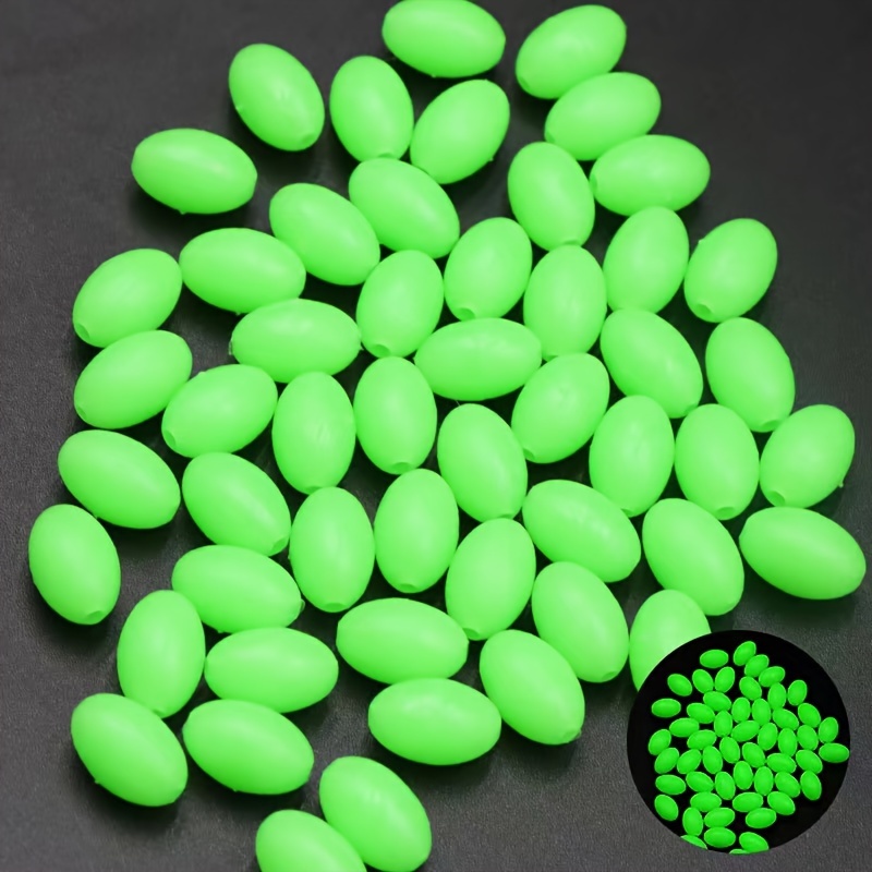 200pcs Glow-in-the-dark Fishing Beads, Oval Plastic Beads, Fishing  Accessories