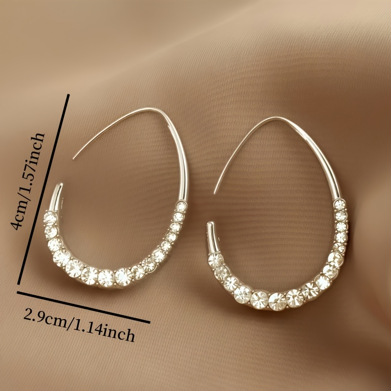 Women's Elegant Teardrop Hoop Earrings with Sparkling Rhinestones