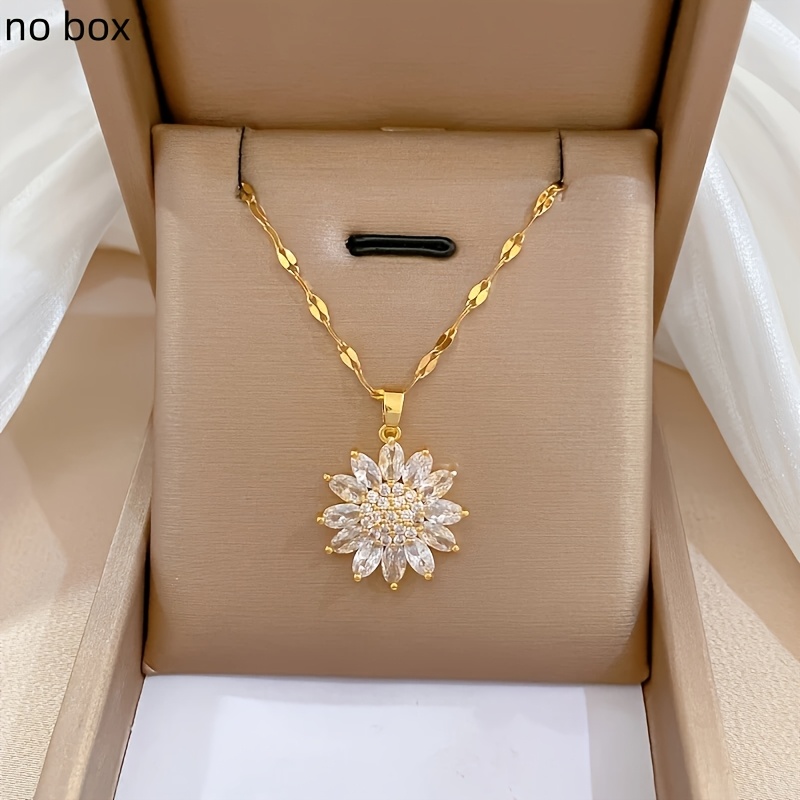 TEMU Collier de femme et , de zirconia synthétique , collier de clavicule en acier inoxydable plaqué or, accessoire de bijoux parfait pour , les