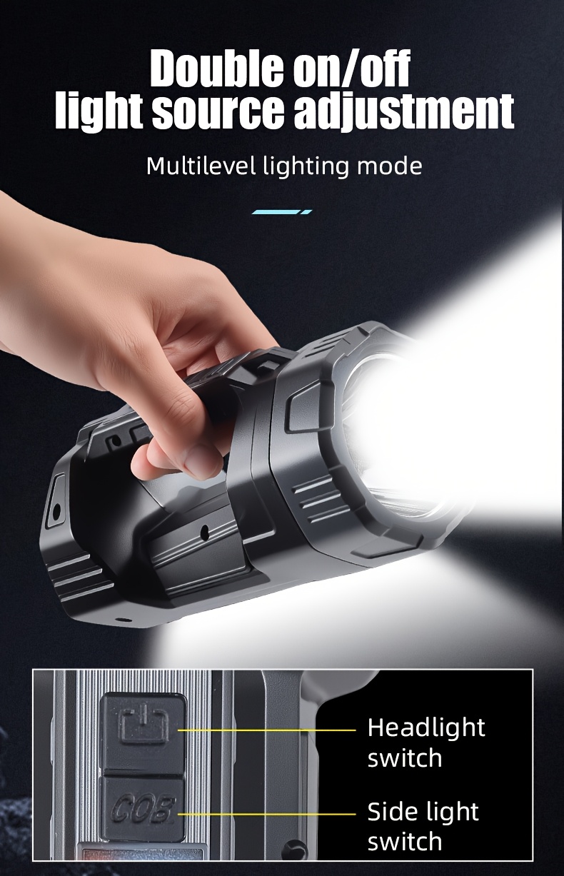 high power and ultra large portable multifunctional led solar camping light ip44 rechargeable flashlight suitable for outdoor hiking and camping usb charging non water resistant Product details 5