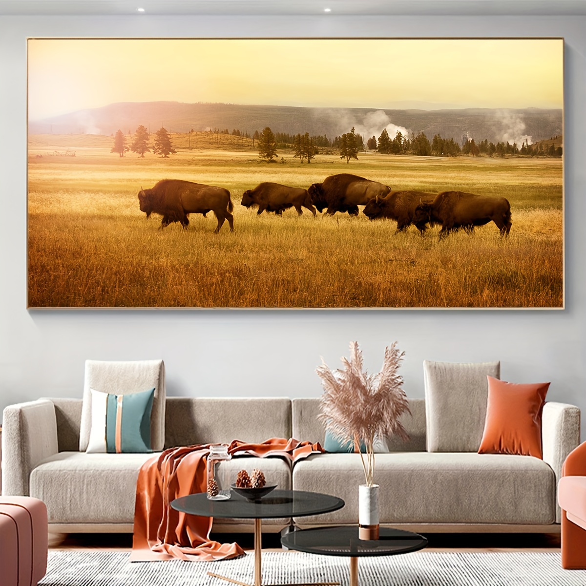 

1pc Unframed Canvas Poster, Modern Art, Cows On The Grassland Wall Art, Ideal Gift For Bedroom Living Room Corridor, Wall Art, Wall Decor, Winter Decor, Room Decoration