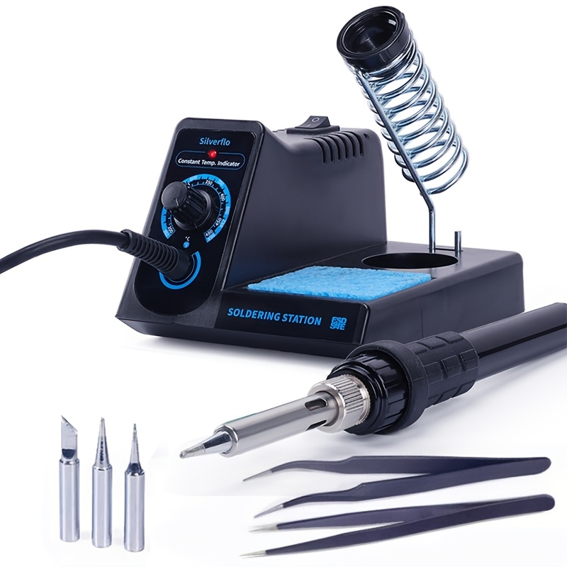 Image of A Set Of 960 I 60w Soldering Iron Kit With Soldering Station, 2 Tweezers, 3 Soldering Tips, And Soldering Kit With Adjustable Temperature Control