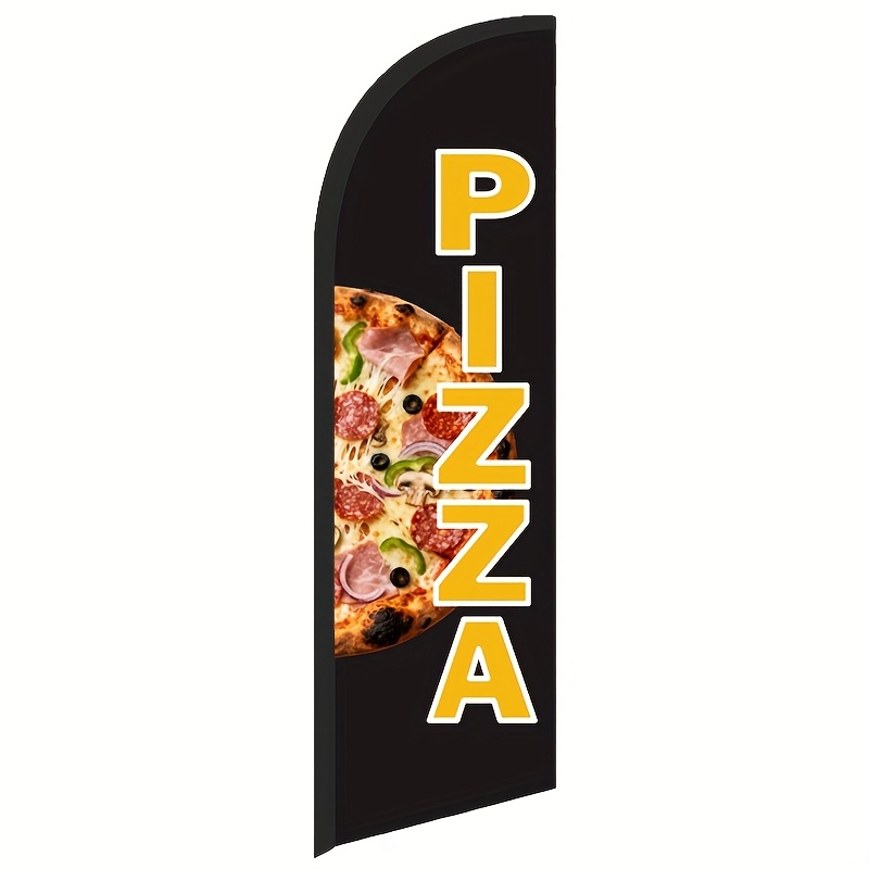 E-shop 6,5Ft hohe Pizza-Shop-Werbefahne mit Feder - Strapazierfähiges Outdoor-Banner aus Polyesterfaser, auffälliges PIZZA-Schriftzug-Design, geeignet