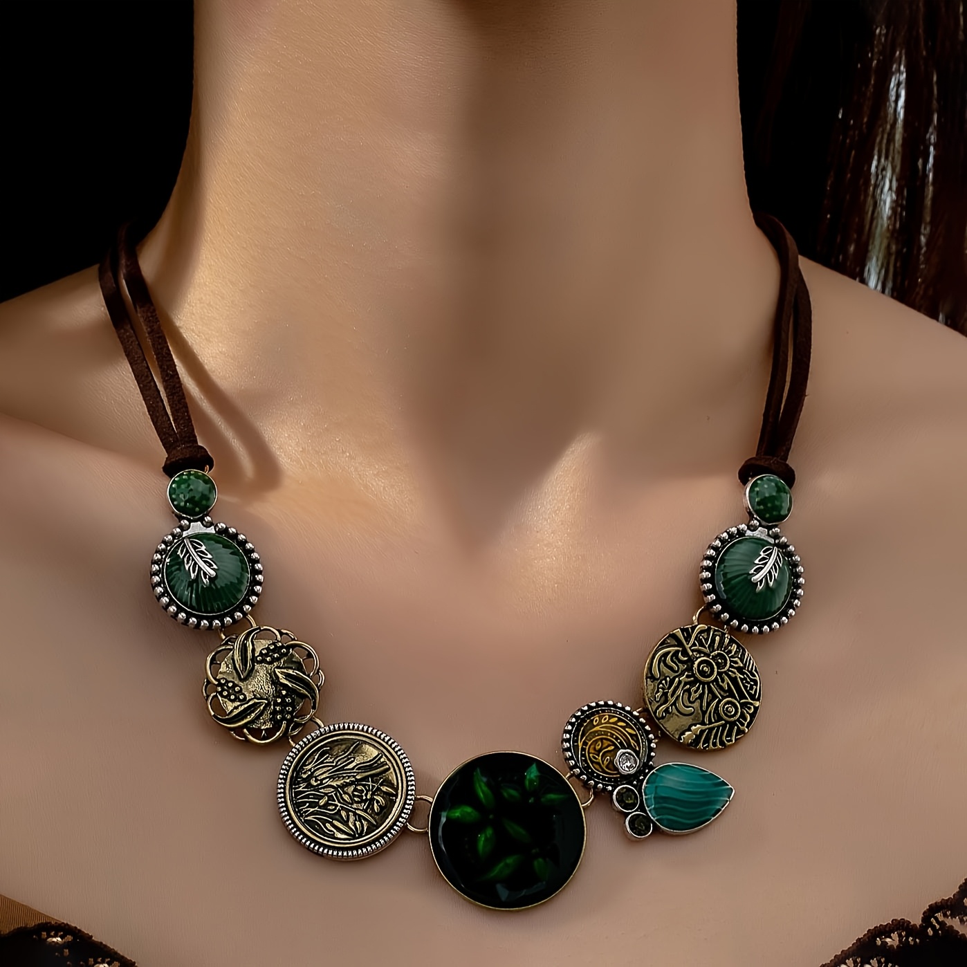 Image of A Bohemian-style Necklace Featuring Of Colorful Floral Textures, Designed With , Perfect For Vacation And Everyday Wear