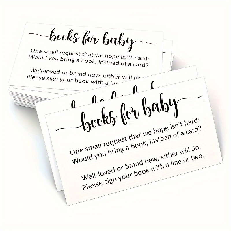 

50pcs 9x5cm Book For Baby Cards, Baby Shower Party Insert Invitations, Business Card Size, Replace Cards With Books Required Gifts