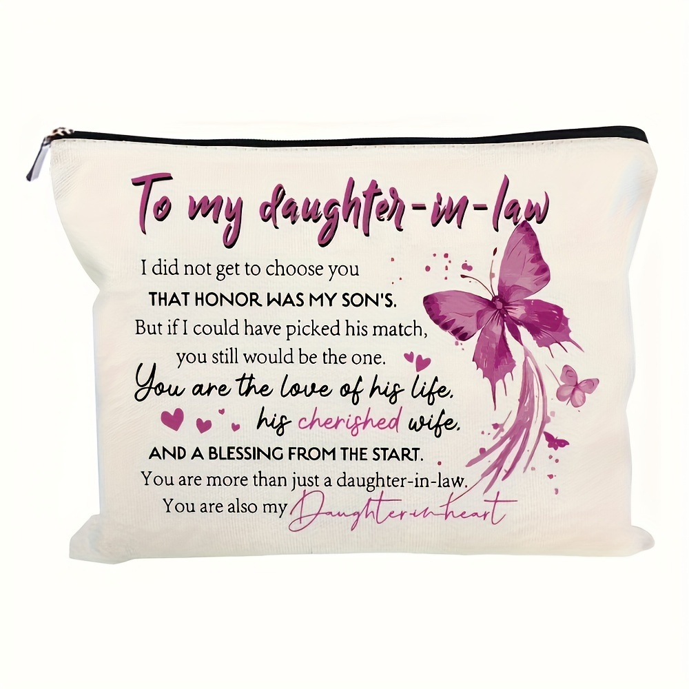 

To My Daughter In Law Cosmetic Bag Makeup Bags Cute Travel Bag Birthday Gifts Friend Gifts, Travel Essential Lightweight Makeup Organizer, Versatile Coin Purse