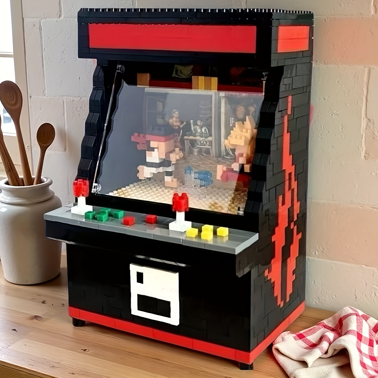 1055pcs of building blocks toy a red and arcade model with a door gift for christmas halloween and thanksgiving Product details 3