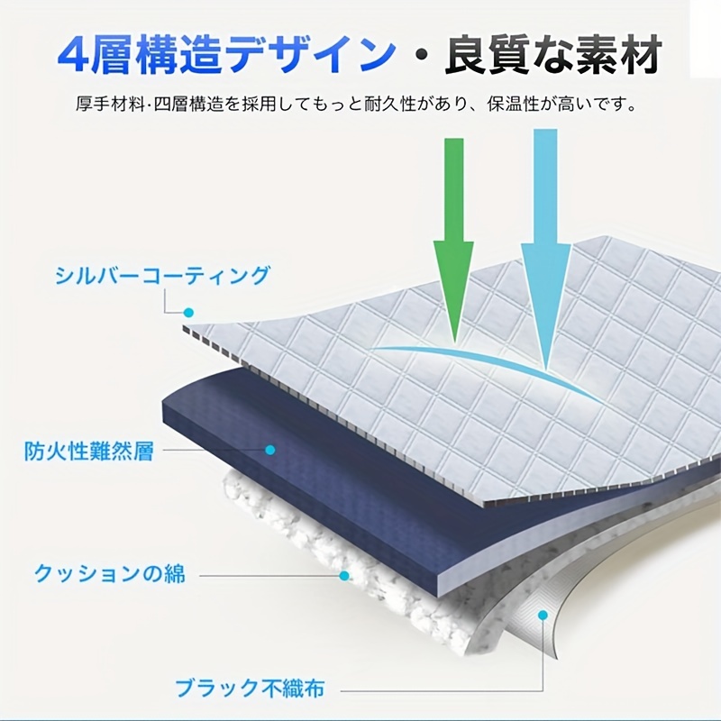 フロントカバー 雪対策 ガラス フロント 凍結防止シート サンシェード カー車用 車窓 強力磁石防風 u  挟み耳付き   シート 紫外線対策 日除け 遮熱 防水 落葉 積雪 厚手 車種汎用 商品詳細 4
