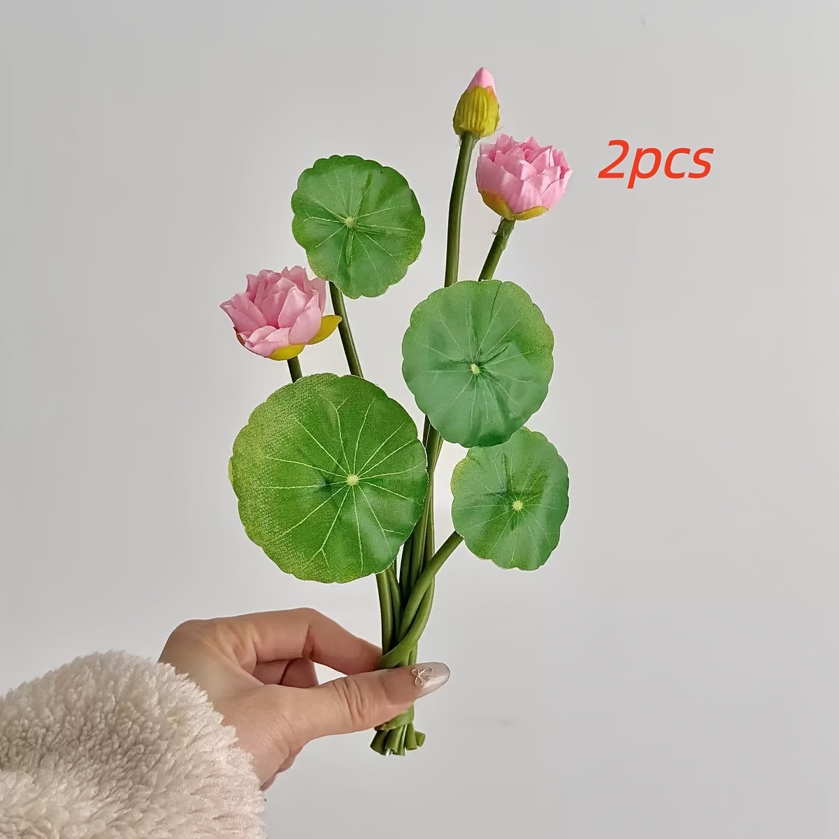TEMU 6 Flower Heads = 2pcs - Artificial Lotus Flowers - Pink Series Artificial Flowers - Spring - Maintenance-free - Uv Resistant - Lifelike -