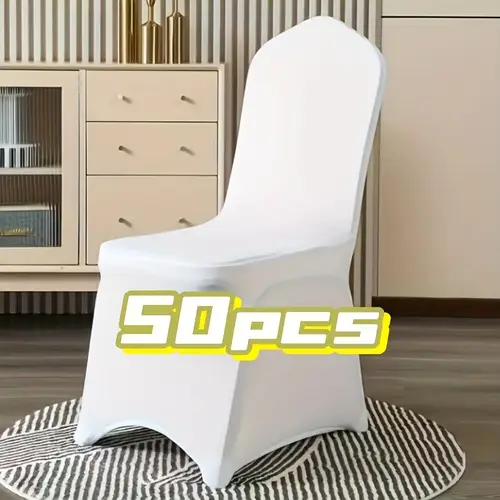 stretch spandex folding chair covers 50pcs universal fitted chair cover protector for wedding party banquet holidays celebration decor white 50pcs