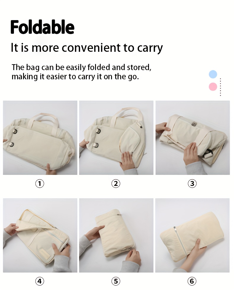 Bolsa de viaje de tres en uno 2025, Bolsa de equipaje, Separación seca y húmeda multifuncional de gran capacidad para viajes cortos, Bolsa de yoga, Puede ser atada a la maleta, Almacenamiento plegable, Compartimiento independiente para zapatos, Mochila transversal