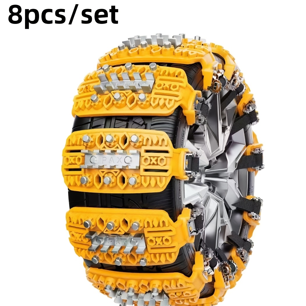 8pcs set of anti slip emergency tire straps snow anti slip chains mud trap devices replacement snow traction mats or tire chains for small trucks and suvs Product details 5