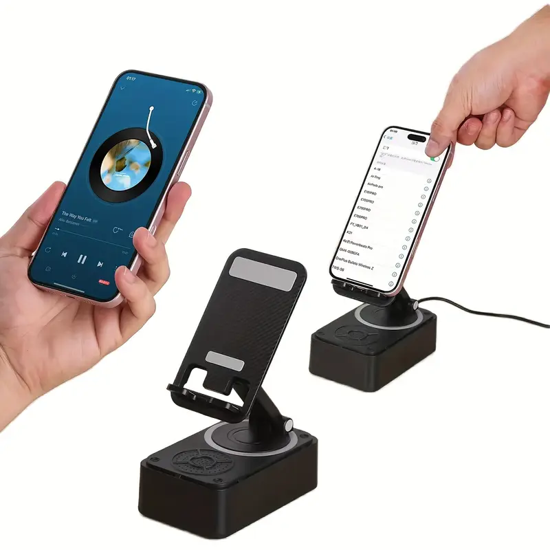 wireless phone stand 5 in 1 cell phone stand with wireless adjustable phone mount for tablet for iphone portable cellphone holder with base sound emergency rechargeable electronic gadgets cool electronics Product details 7