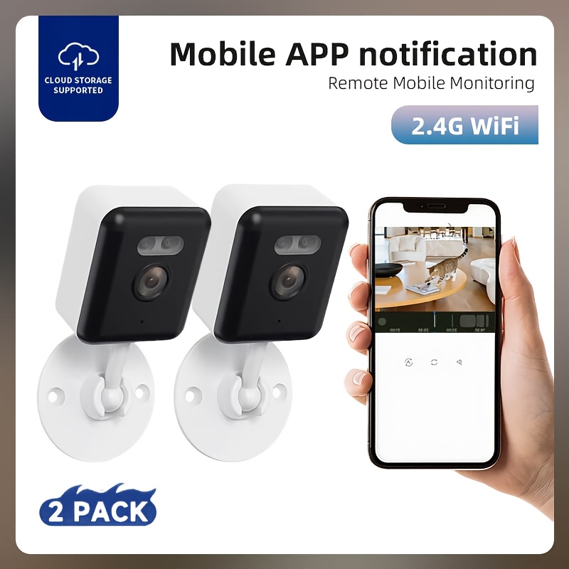 2pcs For Home Intelligent Security Ai Camera, Mini Wifi Security 1080p Camera With Night Vision & Motion Detection, Audio, , Loop Recording For Home/pet Monitoring Remote View Via App, App Push Alarm