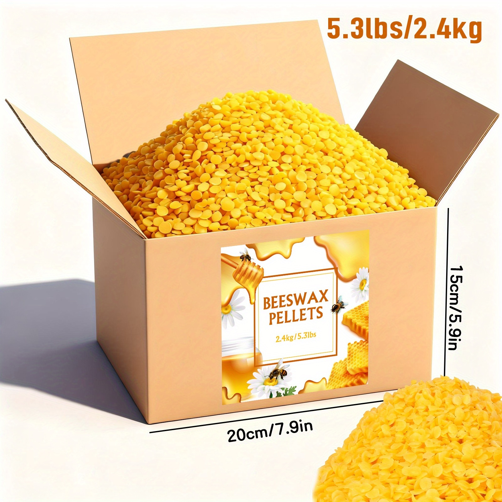1.2kg/2.4kg Box Yellow Beeswax Pellets - Modified Beeswax For Handmade Scented & Unscented Candles, Diy Candle Making Supplies, Holiday Crafting, Mixed Beeswax