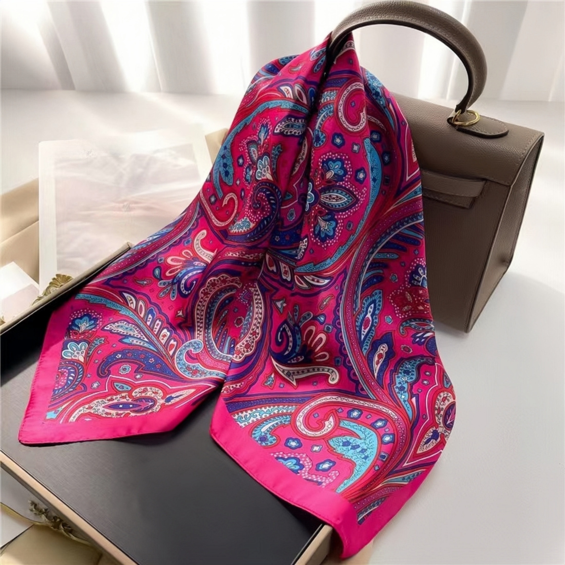 

27.55in Vintage Floral Scarf For Women, Soft And Lightweight Neck Scarf, Stylish Bandana