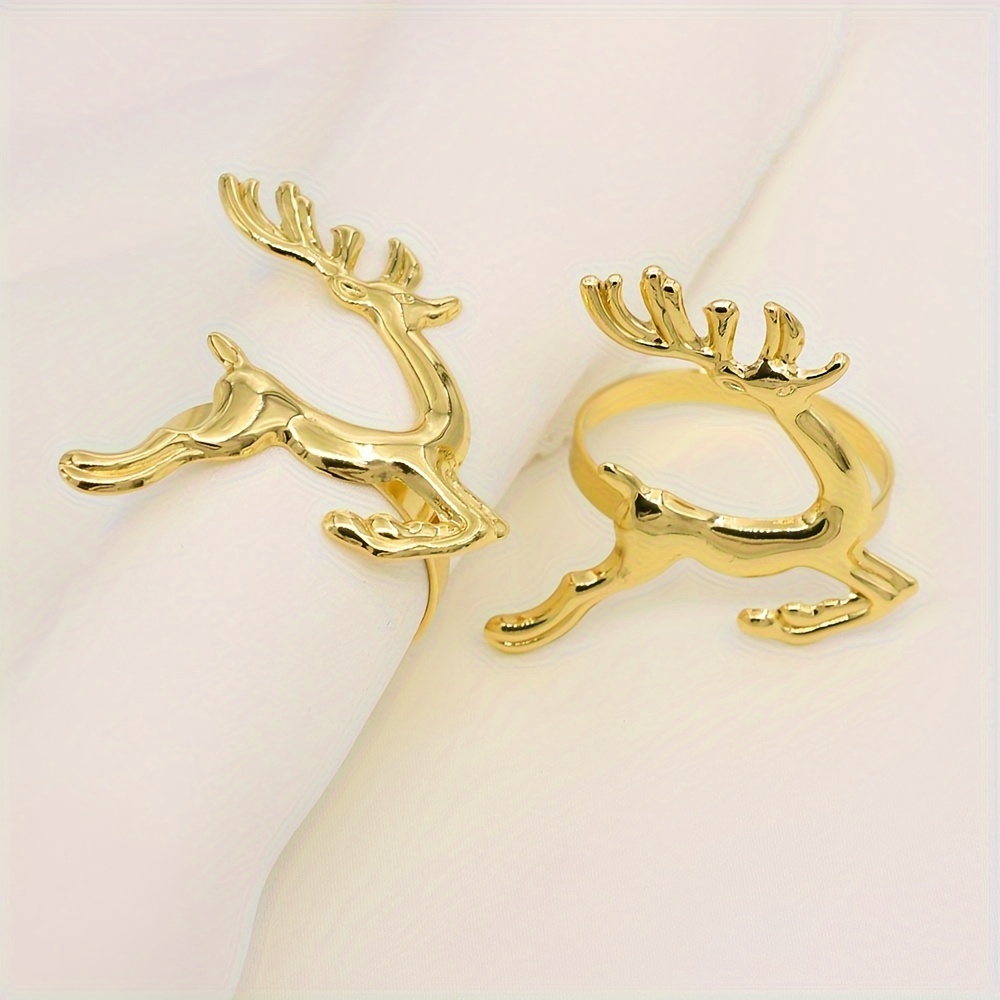 

6pcs Elegant Napkin Rings - Stylish Metal Elk Design, Holiday Dining & Christmas Table Settings, Deer Christmas Decorations